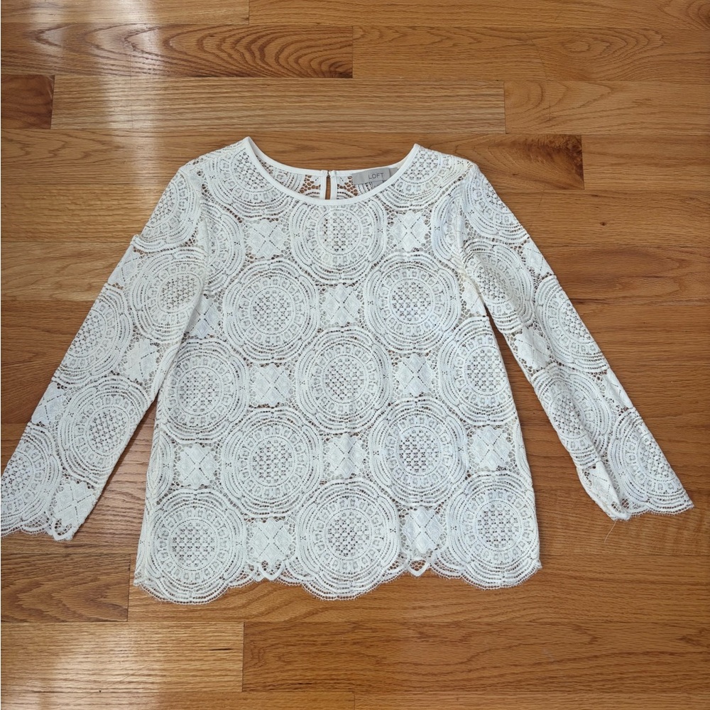 LOFT Cream Lace Shell Blouse